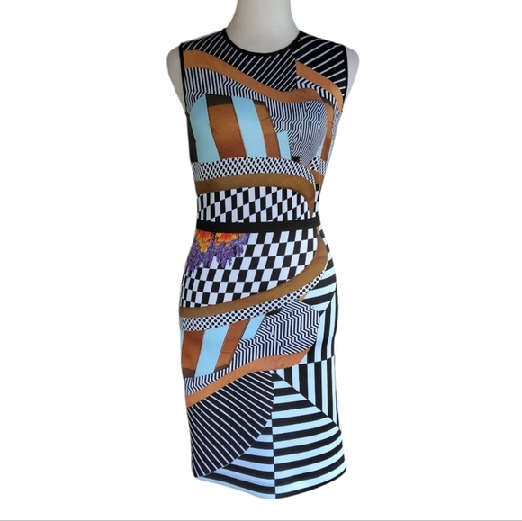 Clover Canyon Illusion Print Bodycon Style Stretchy Mini Dress Size Small - Picture 2 of 9